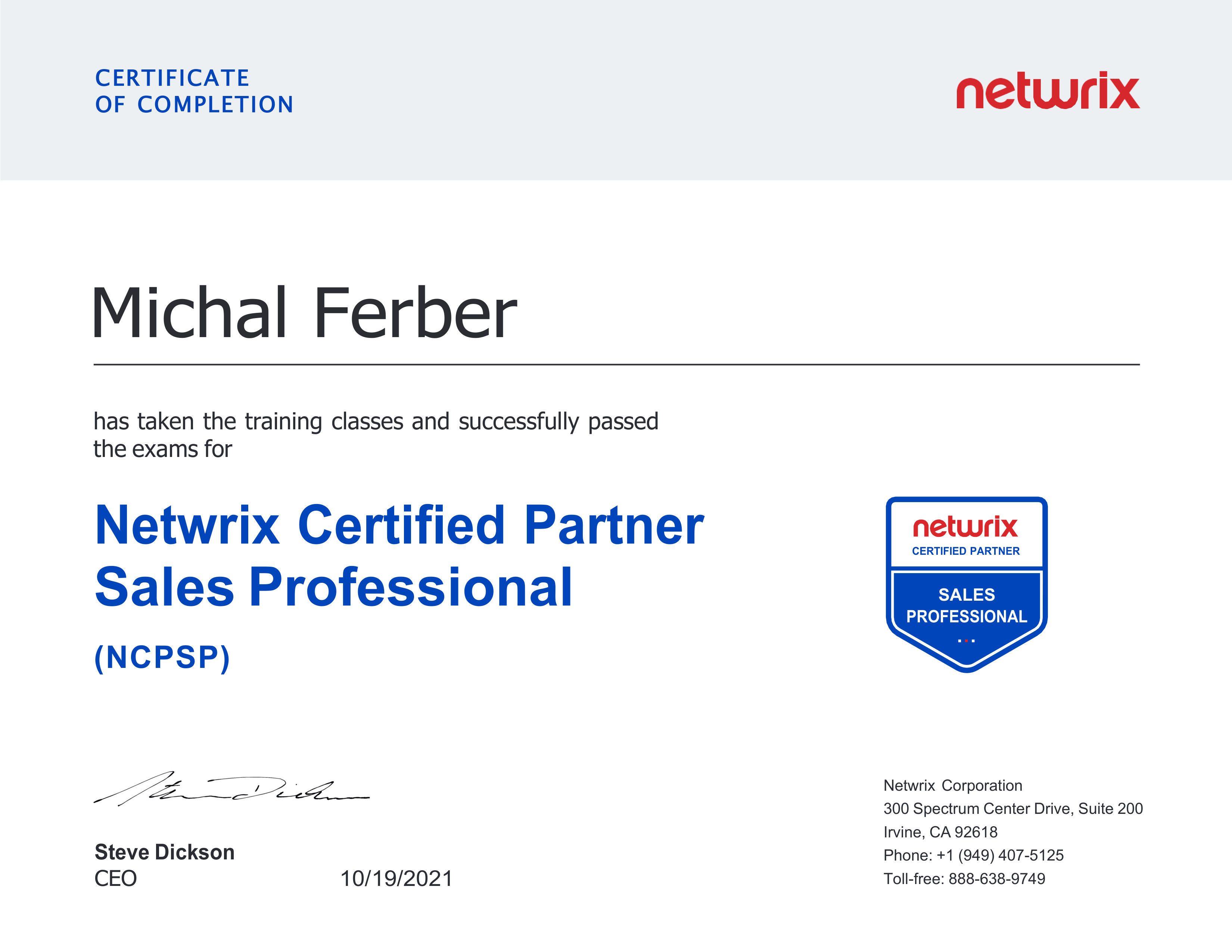 2021 10 19 Netwrix Certified Partner Sales Professional (NCPSP)
